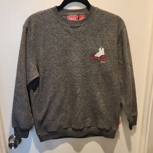 Coca Cola Crew Neck Fleece Sweatshirt Polar Bear Logo